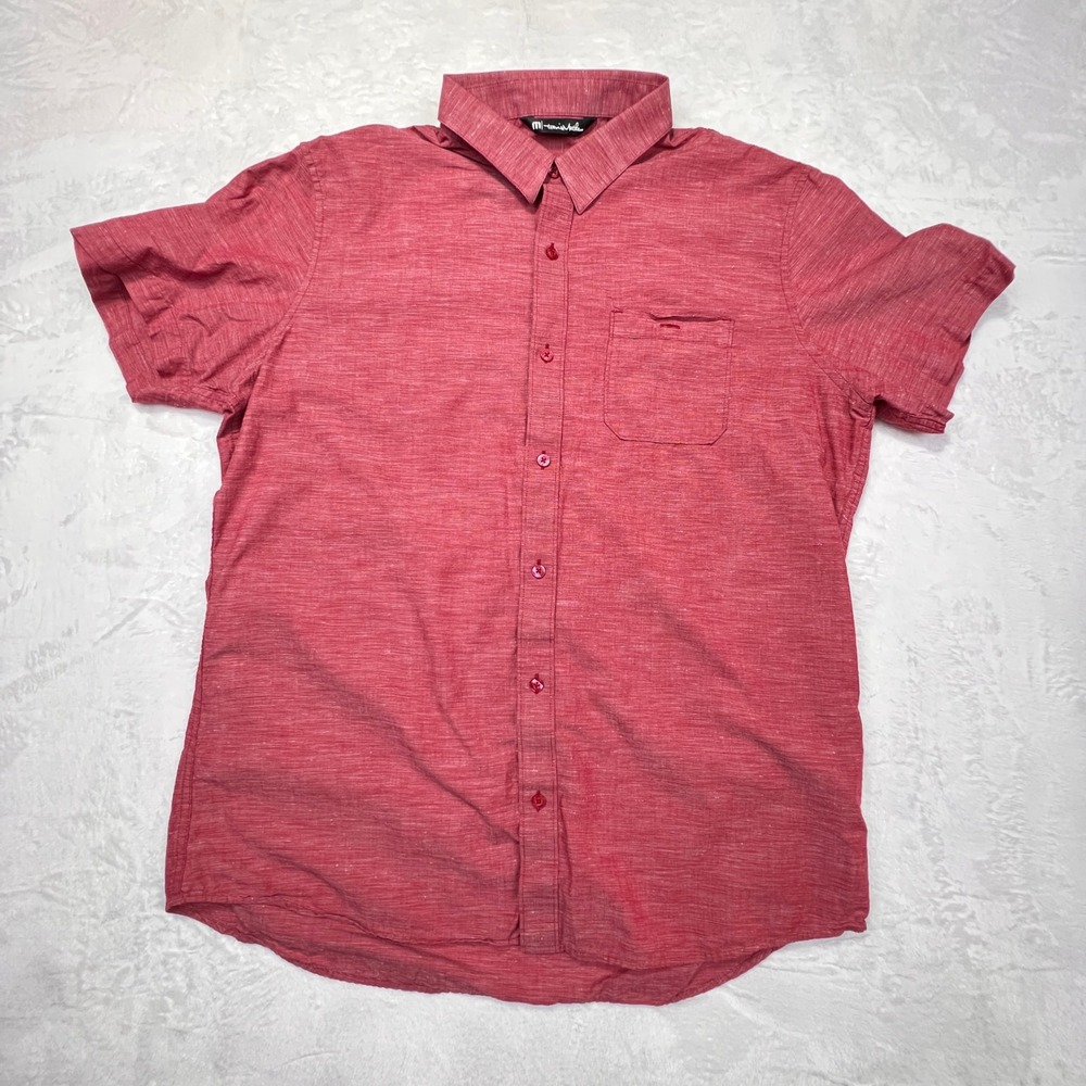 Travis Mathew Studebaker Button Up Shirt Mens XL Stretch Red Short Sleeve 1MO475